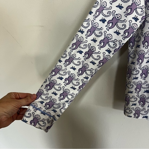 Roller Rabbit Monkey Lavender Long Sleeve Polo Pajama Top - Picture 5 of 12